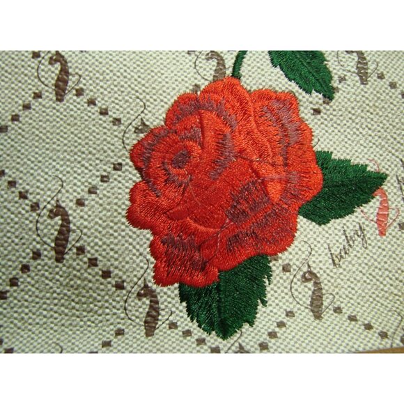 Baby Phat Embroidered Floral Roses Crossbody Bag Chain Strap Purse Canvas PVC - Picture 6 of 15